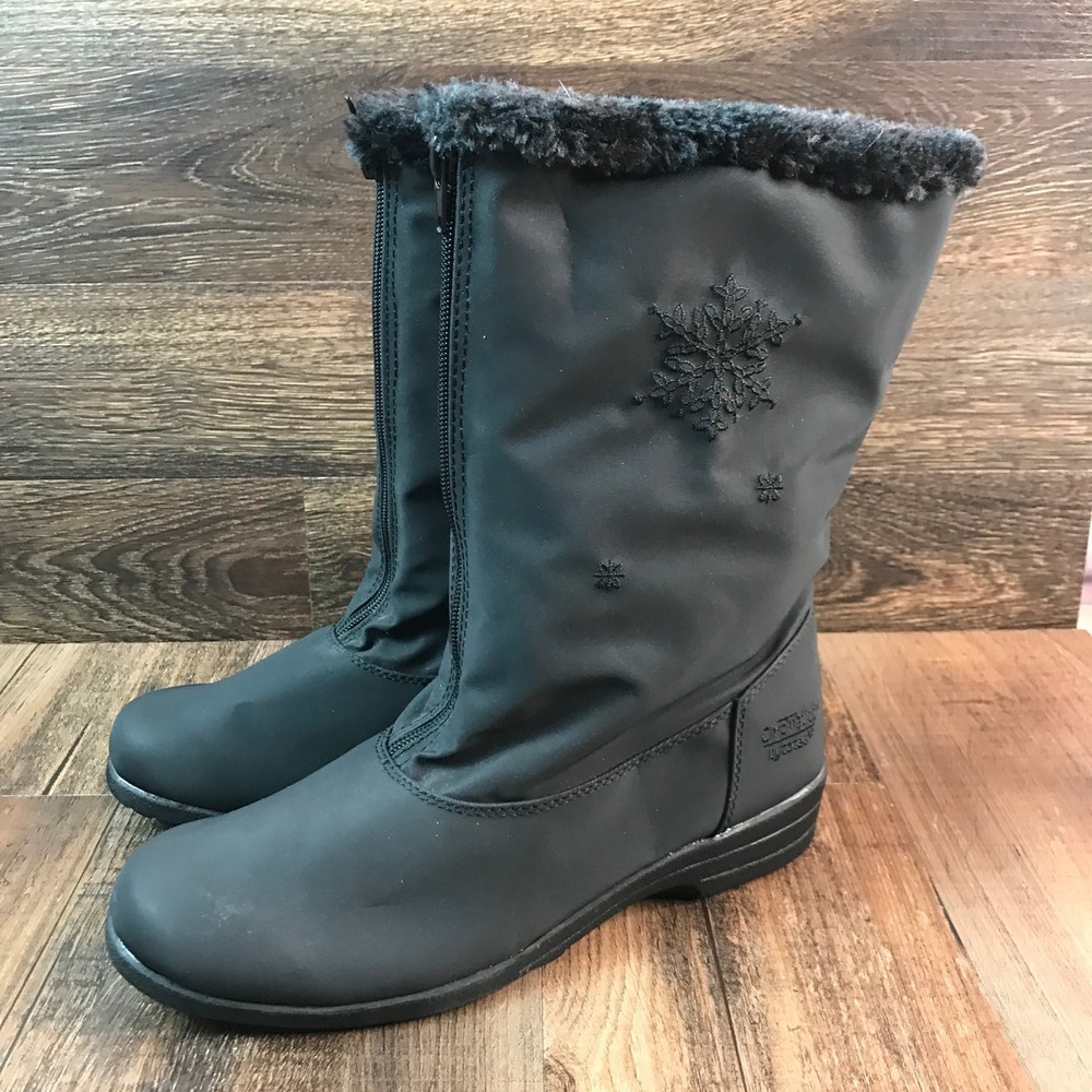 Chromatics by Totes Women's Black Snowflake Front Zip Winter Boots 10M Snow Ski
